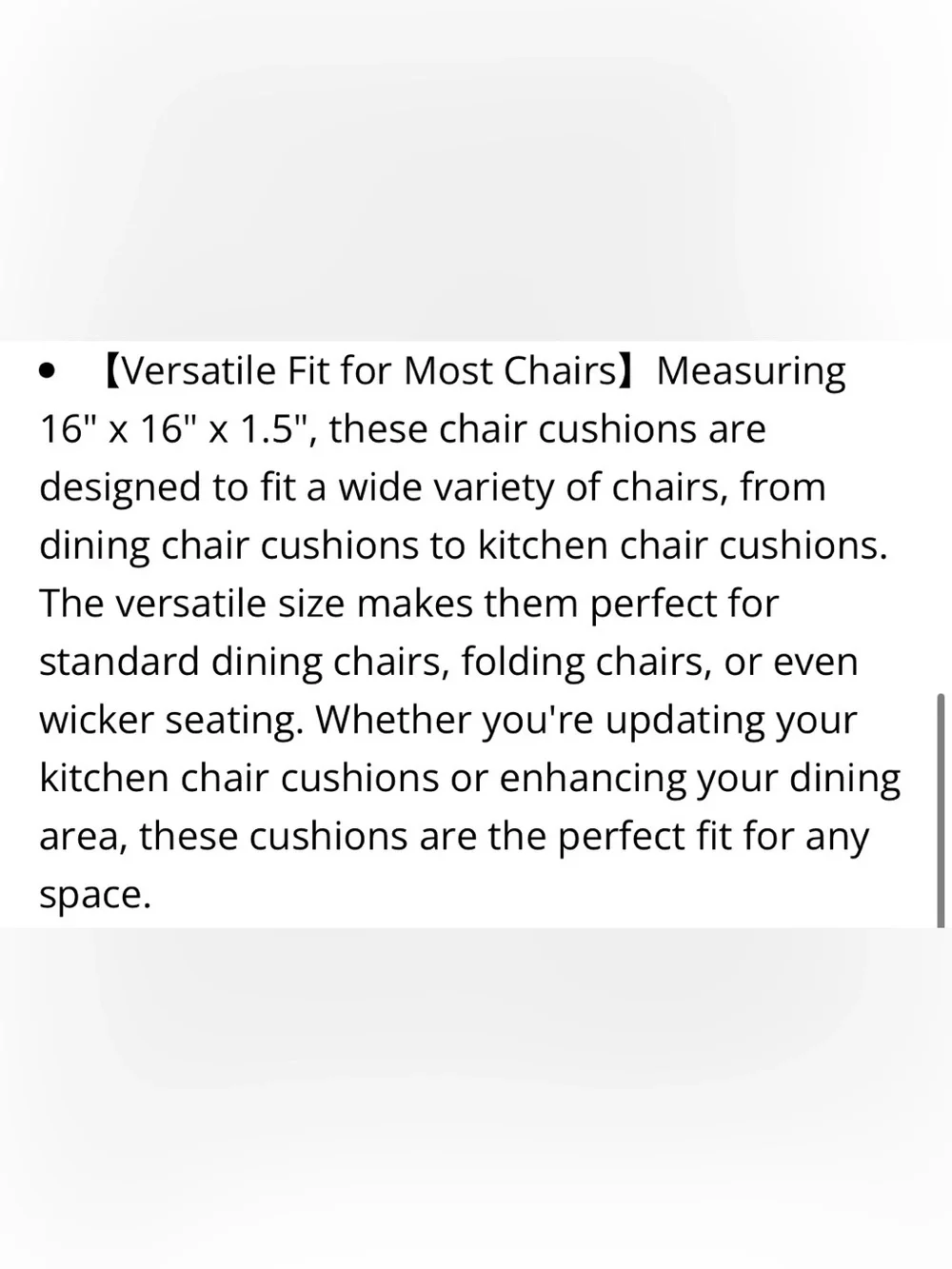 Set of 4 GRAY Chair Pads with Ties Non-Slip SQUARE 16x16x1.5”